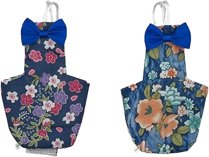 2 PCS Floral Parrot Diapers Bird Flight Suit Diaper Blue&Green Reusable Inner Layer Parrot for Parakeet Parrot Mini Macaw, Medium-PurrikoPets