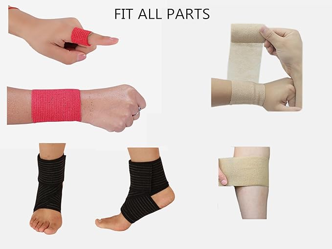 6 Pack 1" x 5 Yards Self Adhesive Bandage Wrap Breathable Cohesive Vet Wrap for Pets, Elastic Self-Adherent Tape for Sports, Wrist, Ankle (Pink)-PurrikoPets