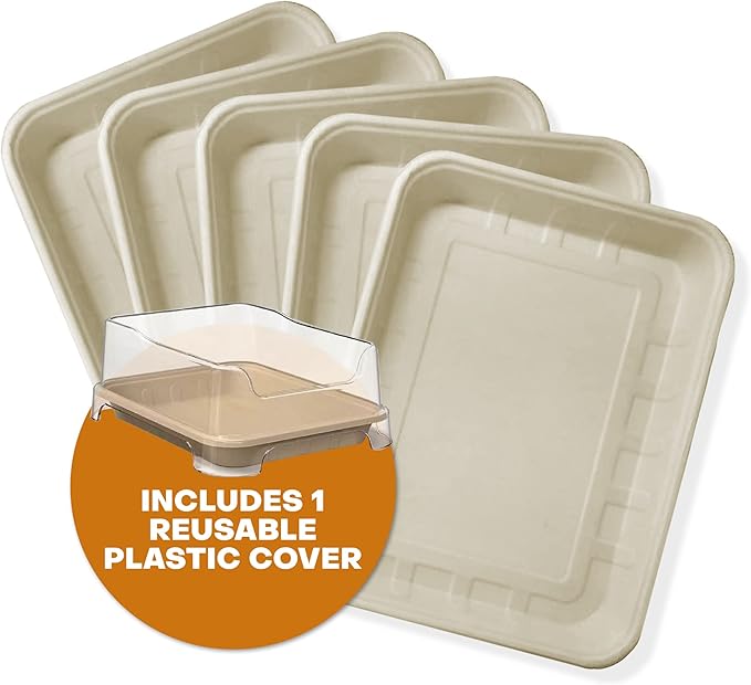 1 Transparent Cat Litter Splash Shield Plus (5-Pack) Disposable Litter Boxes. Small, Quick and Easy Disposal. Shallow for Small Pets, Senior Cats, Kittens-PurrikoPets