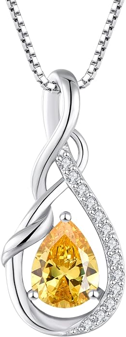 STARCHENIE Infinity Teardrop Pendant Necklace for Women 925 Sterling Silver Birthstone Jewelry