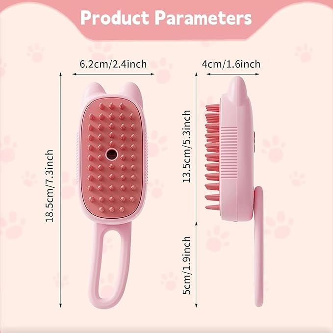 4 in 1 Cat Steam Brush Rechargeable pet spray comb Steam Brush for Cats and Dogs, Massage, Cleaning, Shedding & Combing Multifunctional Hair Removal Anti Static Grooming Tool for home (Pink)-PurrikoPets