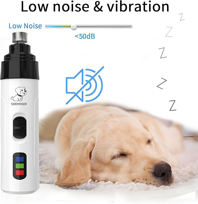 Electric Dog Nail Grinder - USB Rechargeable Electric Nail Trimmer with 3 Diamond Grinding Heads for Small to Large Dogs & Cats-PurrikoPets