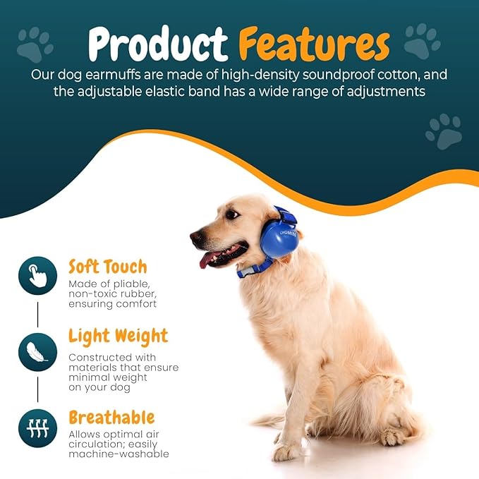 Dog Ear Muffs for Noise Protection, 29dB NRR Dog Earmuffs, Noise Cancelling Headphones for Dogs-PurrikoPets