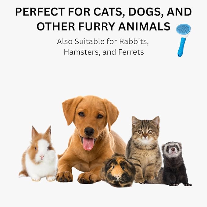 AIXINPET Cat & Dog Self Cleaning Slicker Brush - Easy to Remove Loose Fur, Harmless Deshedding Grooming Tool, Massaging Function - Suitable for Shedding & Furry Pets, like Rabbits and Ferrets-PurrikoPets