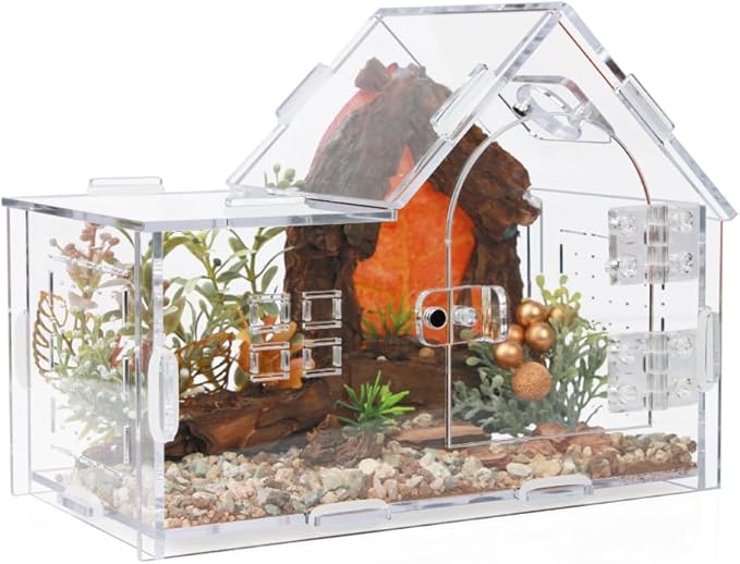 Acrylic Jumping Spider Enclosure - Versatile Reptile Enclosure with One-Click Magnetic Closure, Perfect for Tarantula, Gecko, Chameleon, Beetle, Mantis, and Hermit Crab-PurrikoPets
