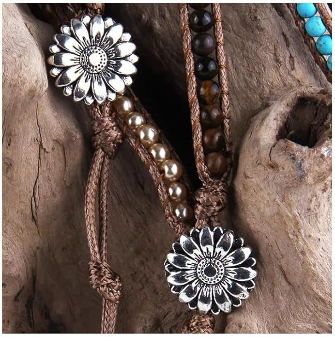 ZOSOJONA Women Wrap Bracelet Boho Natural Jasper Crystal Stone Beads Strand Bracelets