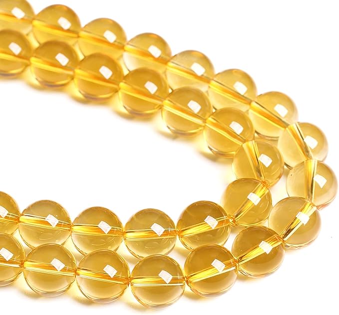 10MM 38PCS Natural Crystal Stone Clean Citrine 3A Grade Loose Beads for Jewelry Making DIY Bracelet
