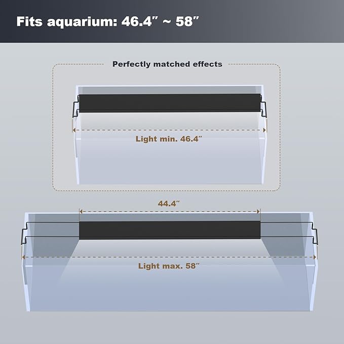 GLOWRIUM Aquarium Light, LED Freshwater Fish Tank Light with Timer, Full Spectrum Planted Aquarium Grow Lights with Daylight/Moonlight Mode, Brightness Adjustable, Auto On/Off (48-58 in)-PurrikoPets