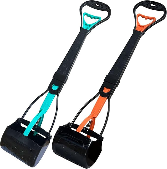 2-Piece Pooper Scooper for Large Medium & Small Dogs Heavy Duty,Long Handled Dog Poop Scooper for Grass,Durable Dog Poop Pick Up Tool-PurrikoPets