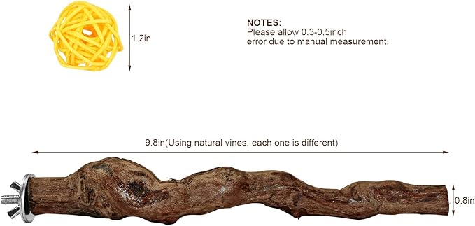 2 Packs Parrot Perch Stand,Natural Grapevine Wood Perch Parrots Cage Perch Toys Suitable for Small or Medium Parrots Parakeets Cockatiels Conures Lovebirds in Cage Accessories Supplies (Style-1)-PurrikoPets
