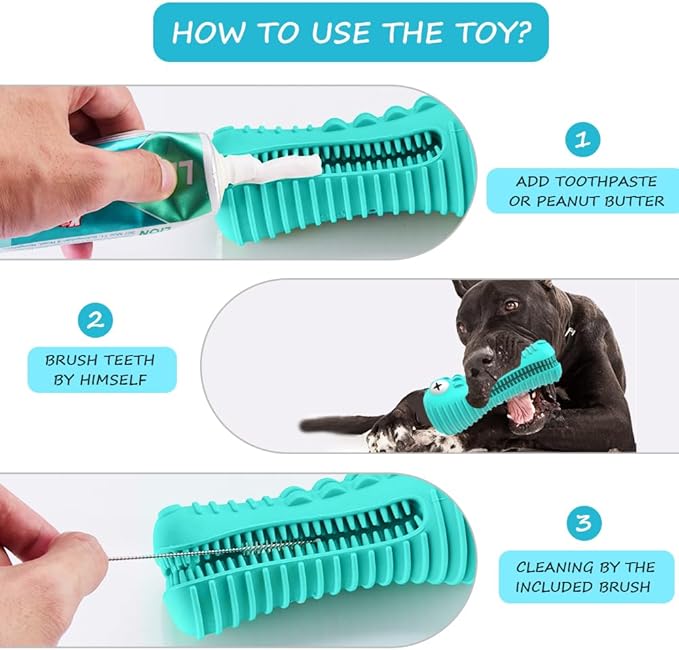 Dog Toys for Aggressive Chewers Large Medium Breed, Indestructible Dog Toothbrush Chew Toys, Squeaky Interactive Tough Extremely Durable, Dogs Toys to Keep Them Busy-PurrikoPets