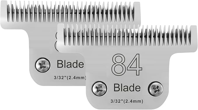 2PCS T84 Blade Dog Grooming Replacement Blades Compatible with Andis Dog Clippers,Dog Clipper Blades Compatible with Wahl KM-10 Series Clippers, Oster A5,Size-T-84 3/32-Inch Cut Length-PurrikoPets