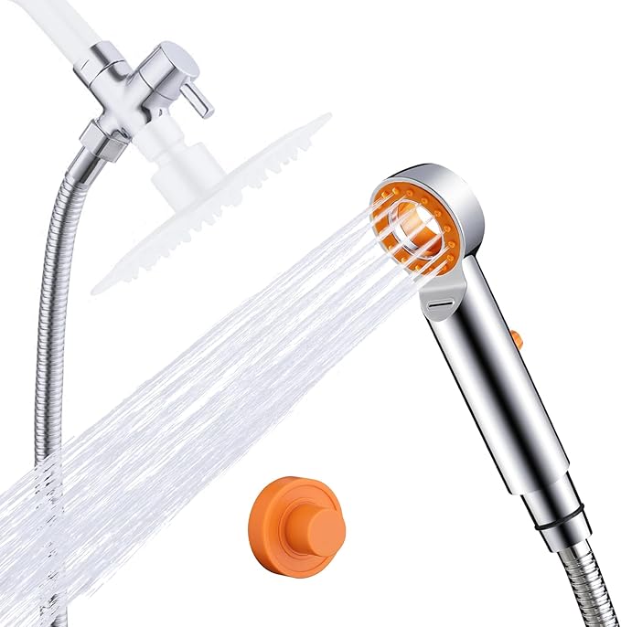 Dog Shower Attachment, 3 Mode Handheld Sprayer with ON/OFF Switch, G1/2" Metal Diverter, 100 Inches Stainless Steel Hose, No Drill Holder, for Pet and Dog Washing in Bathroom-PurrikoPets