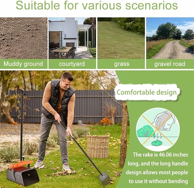 Dog Pooper Scooper with Rotating Bucket & Rake – 46” Adjustable Long Handle Includes 85 Waste Bags – Heavy Duty Poop Scooper for Large Medium & Small Dogs – Yard Lawn Gravel & Dirt Cleanup-PurrikoPets