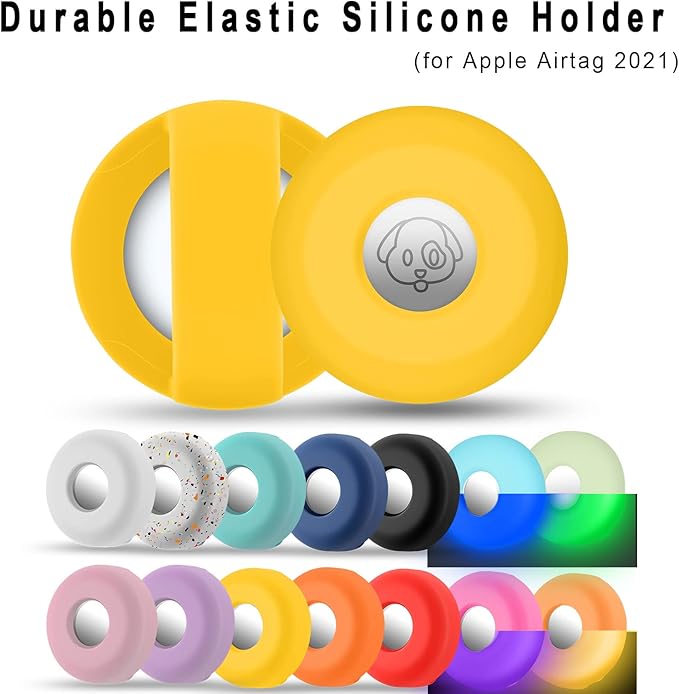 Airtag Holder for Dog Collar, Cibaabo Silicone Air Tag Case Cover Compatible with Apple Airtags for 0.8-1.2inch Cat Pet Collar Harness Loop-PurrikoPets