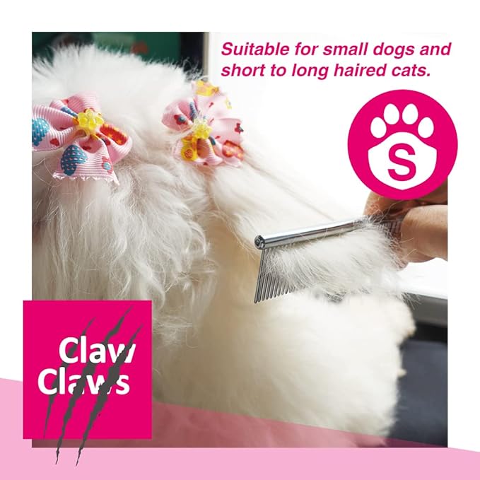 6.1" Comb with Rounded Ends Spine, Pet Comb for Professional Groomer Tool, for Short to Medium Haired Dog, Cat and other pets.-PurrikoPets