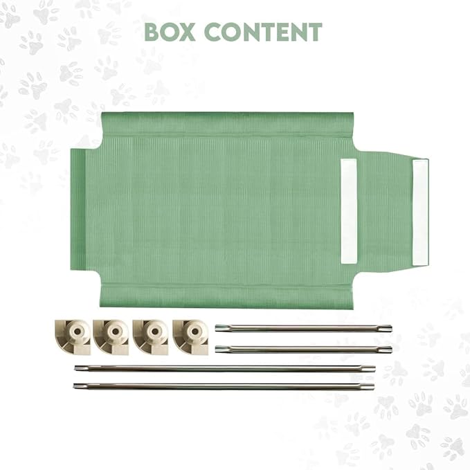 Acrimet Cooling Elevated Pet Dog Bed, Washable and Breathable Mesh Cot, Stainless Steel Frame, Indoor & Outdoor Use, fits Dogs up to 110 lbs (Size: 40” x 24”), Green, 1 Unit-PurrikoPets