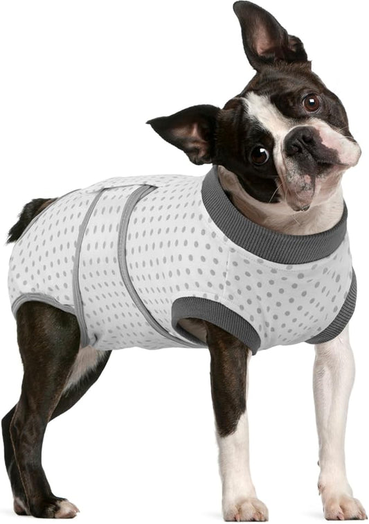 FUAMEY Dog Recovery Suit Male,Dogs Surgery Neuter Suits Puppy Spay Shirts for Female Protect Dog's Skin Anti Licking Abdominal Wounds Doggie Onesie Pet Bodysuit Alternative to Cone Polka Dot L-PurrikoPets