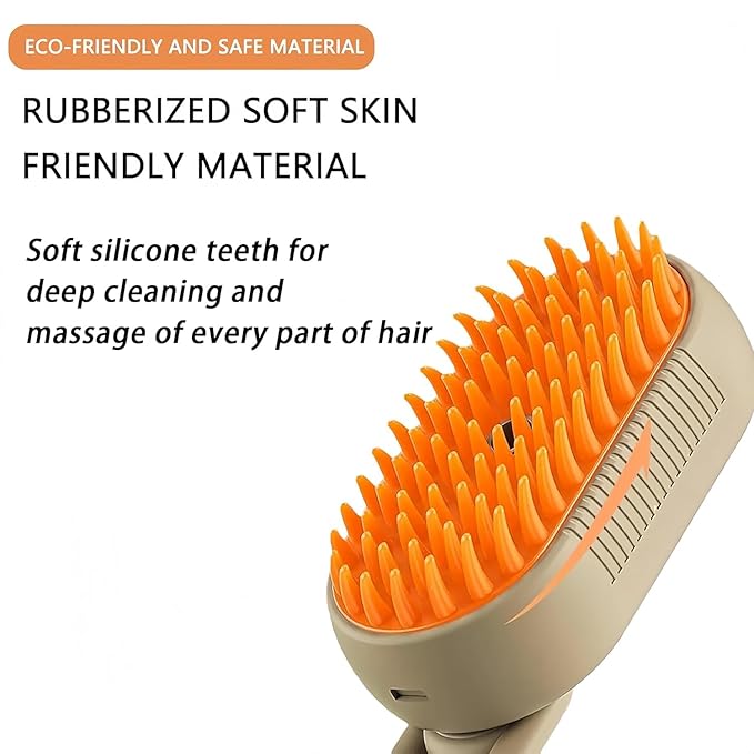4 in 1 Cat Steam Brush,cat brushes for indoor cats,Rechargeable Steam Cat with Steam,Anti-Static Steam Pet Brushes for Dogs Cats(Khaki)-PurrikoPets