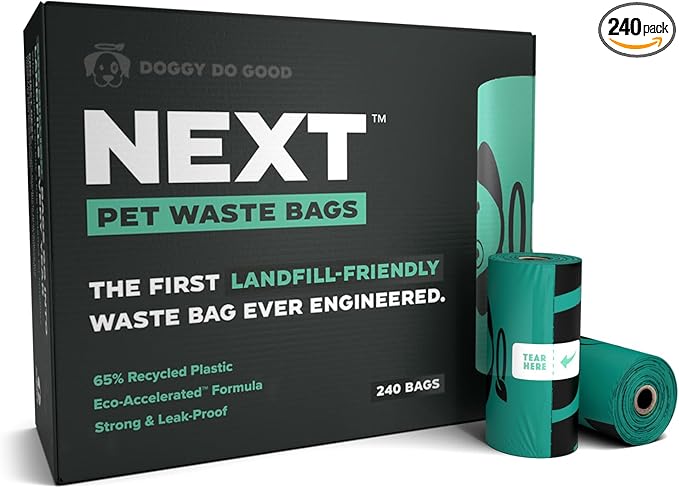 Doggy Do Good Next Pet Waste Bags for Dog Poop, Landfill Friendly, Recycled Plastic, Unscented, Leakproof, Strong, Thick, Earth Friendly, 240 Count-PurrikoPets
