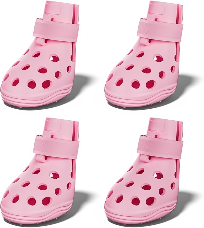 Dog Shoes for Hot Pavement, Breathable Dog Boots Paw Protectors with Adjustable Straps & Non-Slip Sole, Easy On & Off, Waterproof, Easy-Cleaning (Pink, M)-PurrikoPets