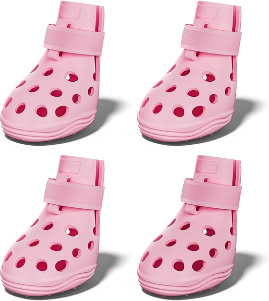 Dog Shoes for Hot Pavement, Breathable Dog Boots Paw Protectors with Adjustable Straps & Non-Slip Sole, Easy On & Off, Waterproof, Easy-Cleaning (Pink, L)-PurrikoPets