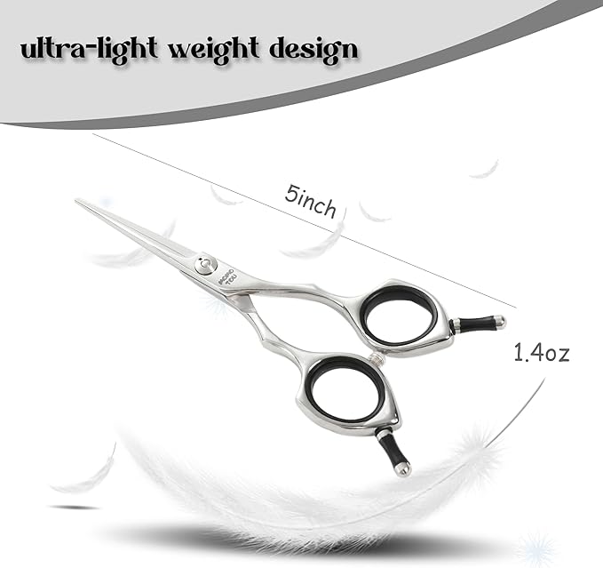 Dog Grooming Scissors 5 inch Small Straight Scissors Super Light Professional 440C Stainless Steel Pet Shears for Trimming Face and Paws Nose Ear Easy Use.-PurrikoPets