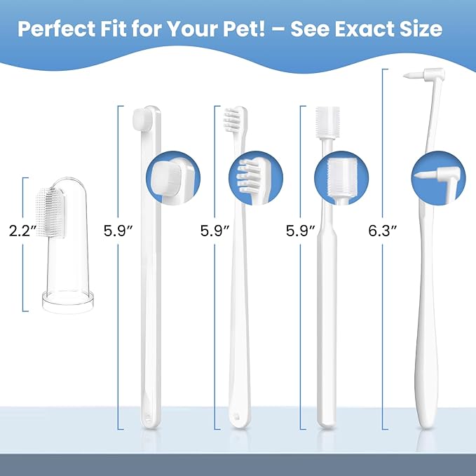 Dog Toothbrush Kit for Small Dogs - Puppy Tooth Brushing Kit with Finger Toothbrush & Soft Bristles, Dental Care Teeth Cleaning Set for Dogs and Cats-PurrikoPets
