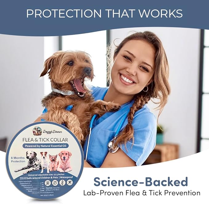 Flea and Tick Collar for Dogs, Cats – Natural Essential Oils – Long-Lasting 8 Month Protection – Waterproof, Adjustable – Safe for Puppies, Kittens, Sensitive Skin-PurrikoPets