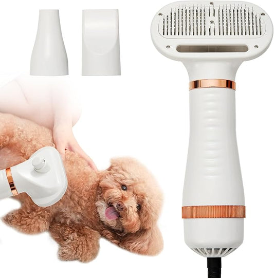 3-in-1 Pet Hair Dryer Brush for Dogs & Cats Portable, Dog Hair Blower & Slicker Brush Adjustable Temp (Low/Middle/High), Overheat Protection-PurrikoPets