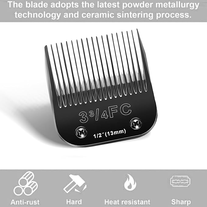 3FC Blades Dog Grooming Blades Compatible with Andis/Oster A5/Wahl KM-10 Series Dog Clippers,Detachable Clipper Replacement Blade,Black (3FC/3PCS)-PurrikoPets