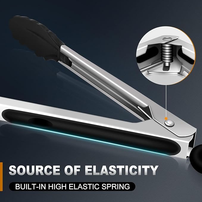 17 & 12 Inch Extra Long Kitchen Tongs with Silicone Tips, Heat Resistant 600 Degrees Silicone Tong, Stainless Steel Tongs for Cooking, Food, Bbq, Grilling, Barbecue, Dishwasher 2 Pack-PurrikoPets