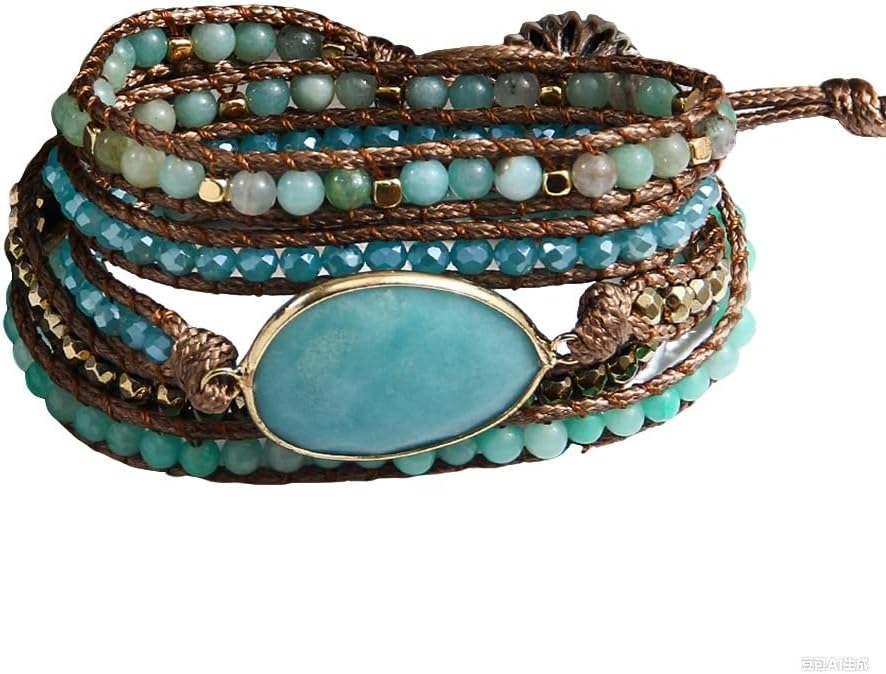 ZOSOJONA Women Wrap Bracelet Boho Natural Jasper Crystal Stone Beads Strand Bracelets