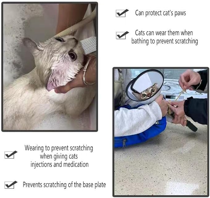 4 PCS Cat Mittens to Prevent Scratching,Mesh Breathable Cat Shoes,Adjustable Cats Anti Scratch Gloves,Suitable for Cats When Bathing and Nail Trimming(M,Black)-PurrikoPets