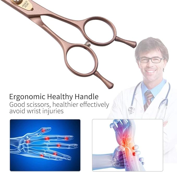Fenice Peak Professional Curved Dog Grooming Scissors 7.5'' Rose Gold 440C Stainless Steel Pet Cutting Shears Safety Trimming Shearing for Dogs Cats-PurrikoPets