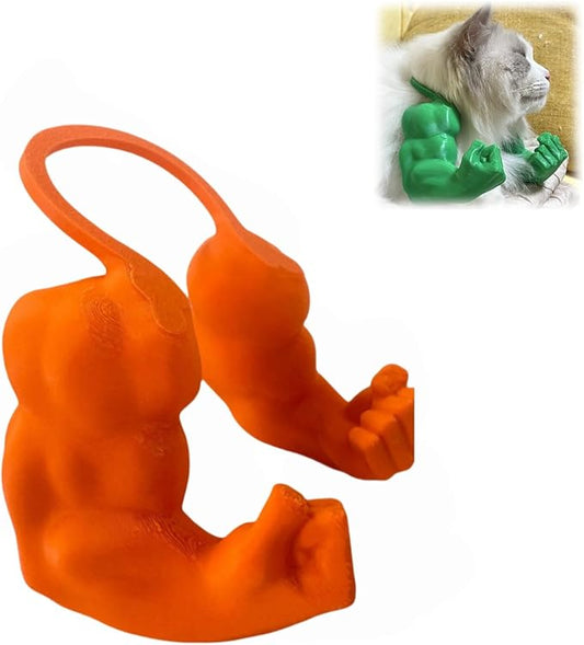 Funny Cat Muscle Arm, 3D Print Cat Neck Arm with Muscles, Funny Pet Prop Boom Arm, for Kitten Birthday Party Supplies(Orange)-PurrikoPets