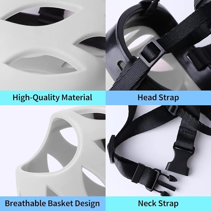 Dog Muzzle, Breathable Basket Muzzles for Small, Medium, Large and X-Large Dogs, Prevent Barking, Biting, Chewing Dog Mouth Cover Gray-PurrikoPets