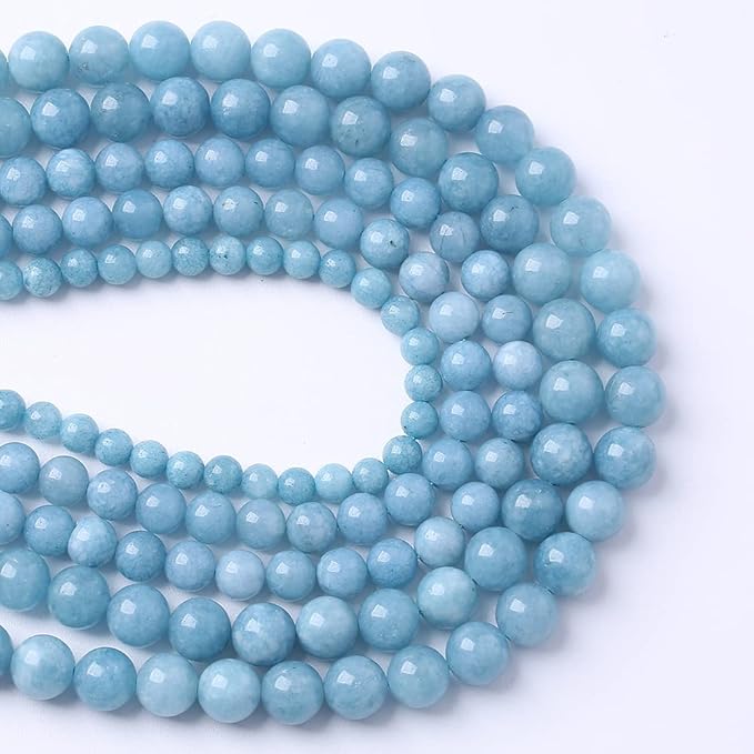 36Pcs 10mm Natural Blue Chalcedony Jades Beads for Jewelry Making Aquamarine Jades Energy Stone Healing Beads DIY Bracelet Necklace 15" 1 Strand