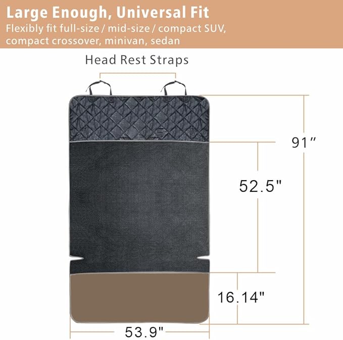 F-color SUV Cargo Liner for Dogs, Water Resistant Pet Cargo Cover Dog Seat Cover Mat for SUVs Sedans Vans with Bumper Flap Protector, Non-Slip, Large Size Universal Fit, Brown-PurrikoPets