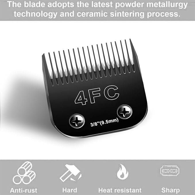 4FC Blades Dog Grooming Blades Compatible with Andis/Oster A5/Wahl KM-10 Series Dog Clippers,Detachable Clipper Replacement Blade,Black(4FC/2PCS)-PurrikoPets