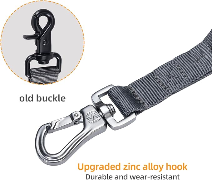 EXCELLENT ELITE SPANKER Tactical Bungee Dog Leash Military Adjustable Dog Leash Quick Release Elastic Leads Rope with 2 Control Handle（Grey-PurrikoPets