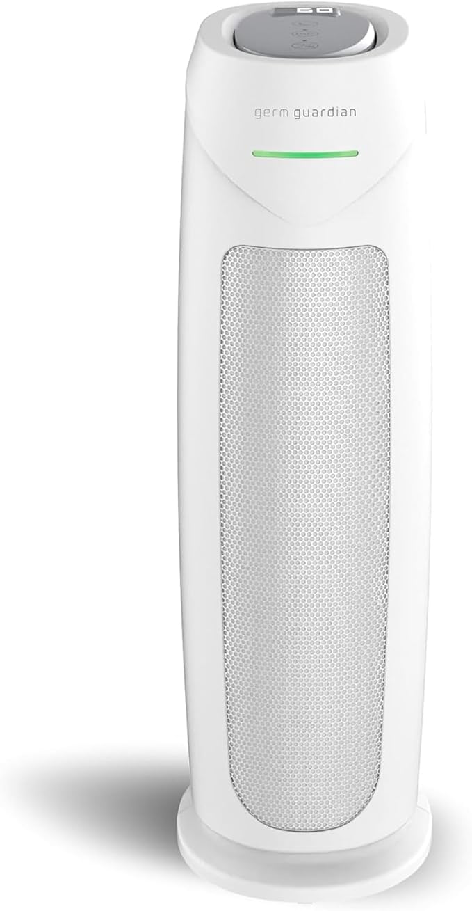 GermGuardian Air Purifier for Home, for Wildfire Smoke, Pets, Pollen, Odor, Mold Spores, Large Rooms Up to 743 Sq. Ft., with HEPA Pure Air Filter, UV-C Light, Air Quality Sensor, 22", AC4880W, White-PurrikoPets