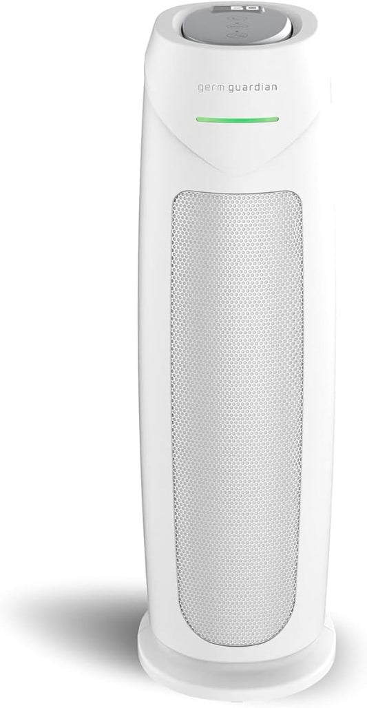 GermGuardian Air Purifier for Home, for Wildfire Smoke, Pets, Pollen, Odor, Mold Spores, Large Rooms Up to 743 Sq. Ft., with HEPA Pure Air Filter, UV-C Light, Air Quality Sensor, 22", AC4880W, White-PurrikoPets