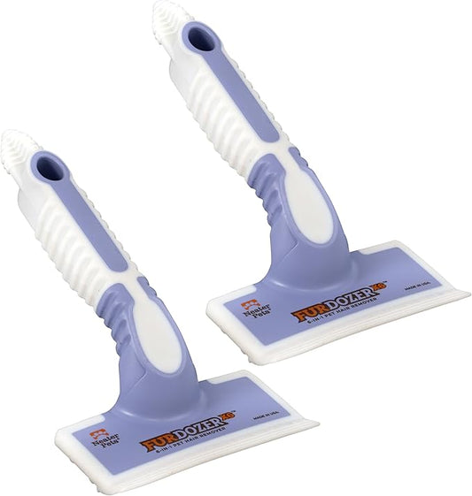 FurDozer X6 Pet Hair Remover & Auto Detailing Tool - Cat & Dog Hair Remover for Carpets, Car Interiors, Couches, Bedding, & Furniture - Reusable Pet Hair Removal Tool for Fur & Lint (Purple, 2-Pack)-PurrikoPets