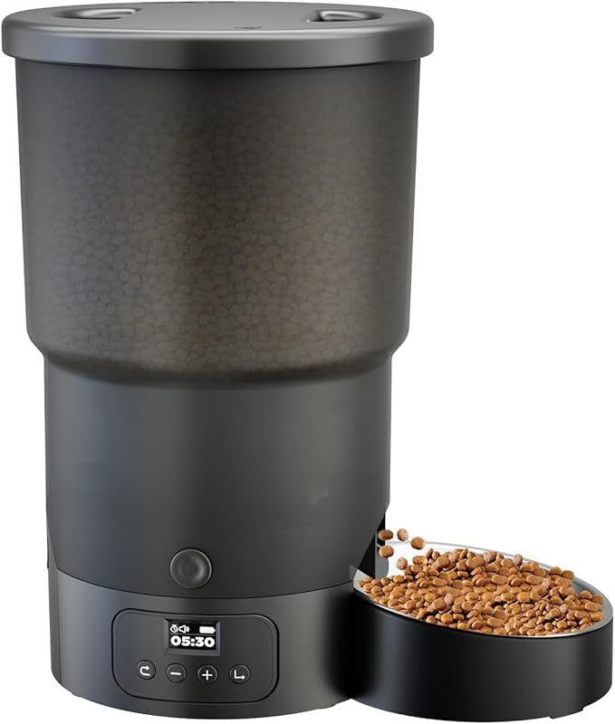 Gimars 5L/20 Cups Automatic Cat Feeder, Programmable 1-6 Meals Cat Food Dispenser with Stainless Steel Bowl, Easy Setup, Dual Power Supply,10s Meal Call Timed Pet Feeder for Cats and Small Dogs-PurrikoPets