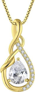 STARCHENIE Infinity Teardrop Pendant Necklace for Women 925 Sterling Silver Birthstone Jewelry