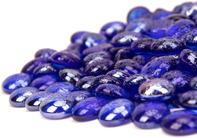 18 LB Fire Glass Beads Fireglass Drops for Gas Fire Pit Fireplace Cobalt Blue Luster Reflective Decorative Glass Gems Rocks Pebbles Stone for Vase Fillers Aquarium Fish Tank Decoration (Cobalt Blue)-PurrikoPets