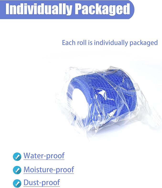 9 Pack 2" x 5 Yards Self Adhesive Bandage Wrap Self Stick Wrap for Ankle, Wrist, Finger, Sports, Breathable Cohesive Vet Tape for Pets (D Dark Blue)-PurrikoPets