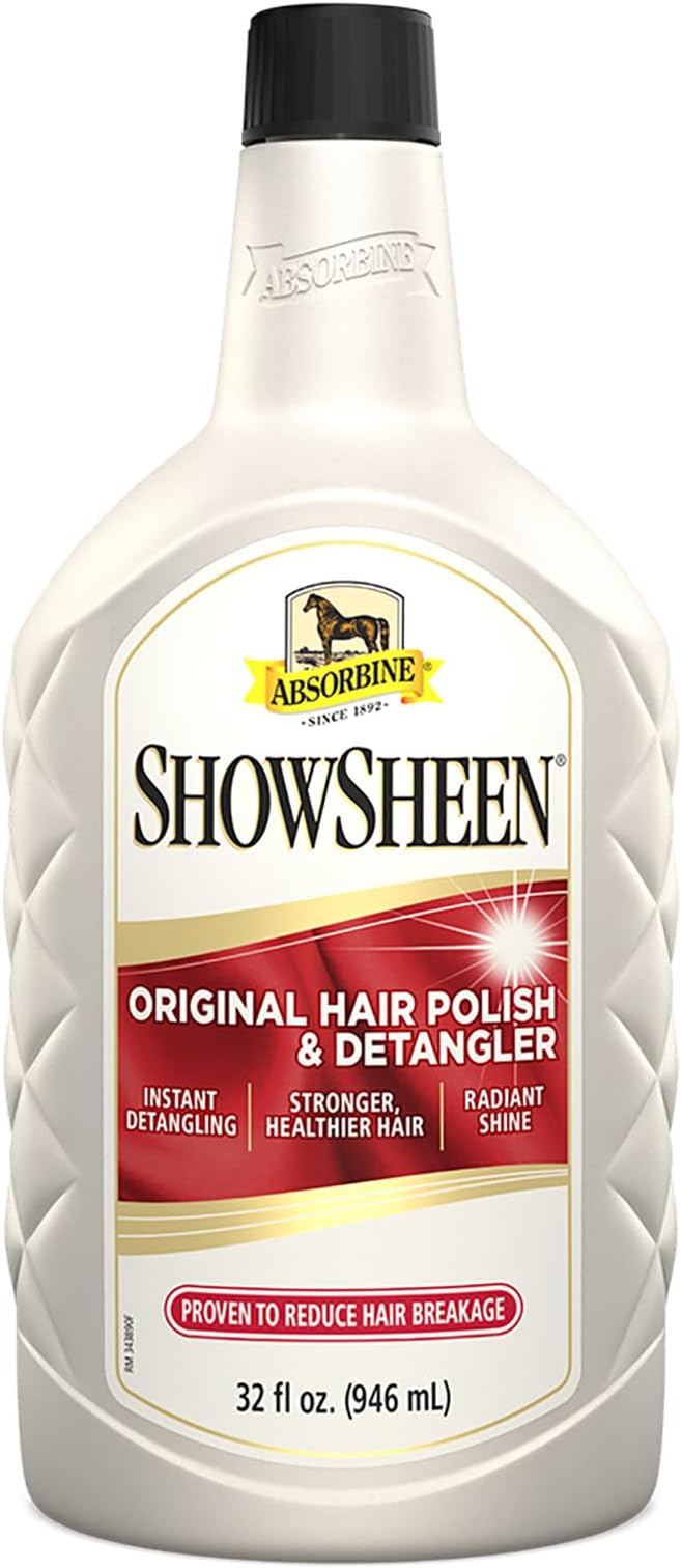 Absorbine ShowSheen Hair Polish & Detangler 32oz Refill Bottle, Horse and Dog Coat, Mane and Tail, Instant Detangling & Reduces Hair Breakage for Healthy Grooming & Radiant Shine-PurrikoPets