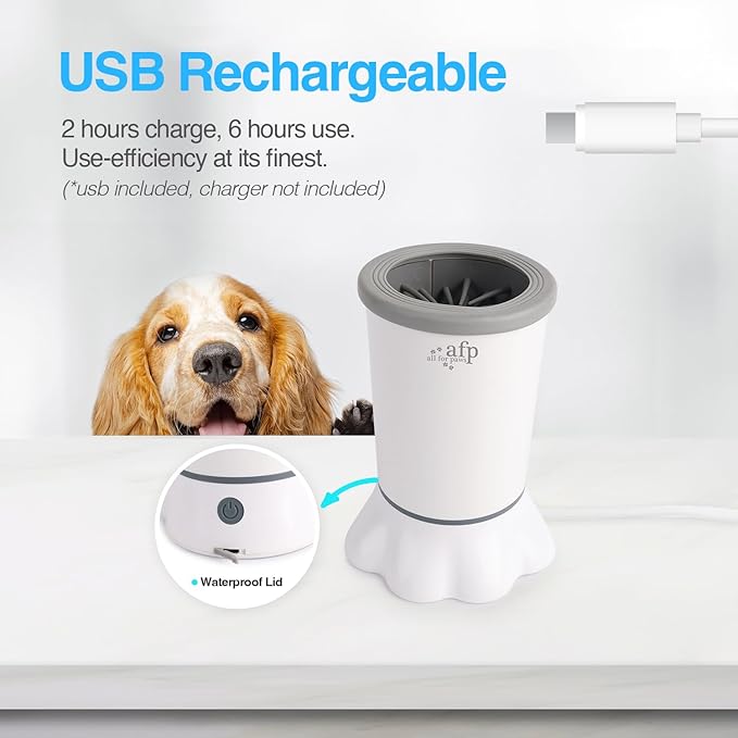 ALL FOR PAWS Low Noise Automatic Dog Paw Cleaner Electric Dog Paw Washer Cup for Dog Muddy Claws, USB Rechargeable Pet Foot Washer for Small and Medium-Sized Dogs-PurrikoPets